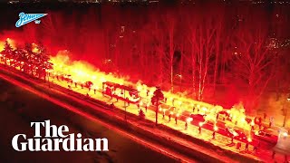 Zenit fans give team fiery welcome before Europa League tie Zenit fans give team fiery welcome before Europa League tie