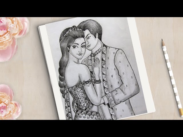 How to Draw Traditional Romantic Couple Very Easy