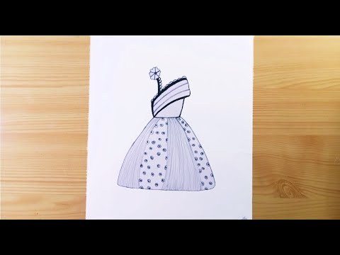 Simple Dress Design Drawing || Easy Fashion illustration Dresses Drawing || Easy Girl Dress