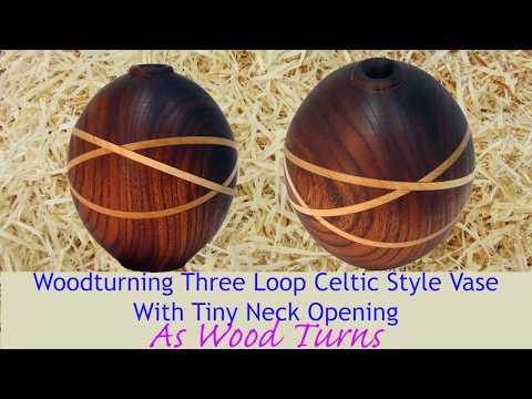 Woodturning Three Loop Celtic Style Vase With Tiny Neck Opening