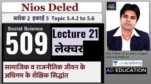 Nios Dled Course 509 Lecture 21 Block 2 Unit 5 कोर्स 509 इकाई 5