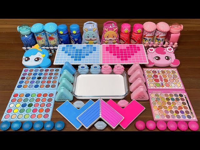 PINK vs BLUE I Mixing random into Glossy Slime I Relaxing slime videos#part5 class=