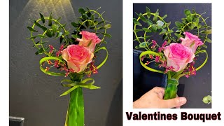 2 Roses Bouquet | Love Shape Flower Bouquet | Valentines Bouquet | Heart Shape Bouquet
