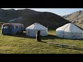 Yurt camp Yrys arrival. Kilemche Valley, Kyrgyzstan 2021.
