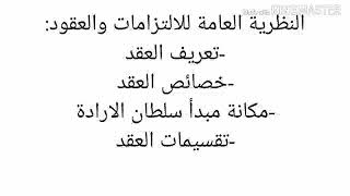 النظرية العامة للالتزامات والعقود (العقد تعريفه خصائصه و مكانة مبدأ سلطان الإرادة و تقسيمات العقد)