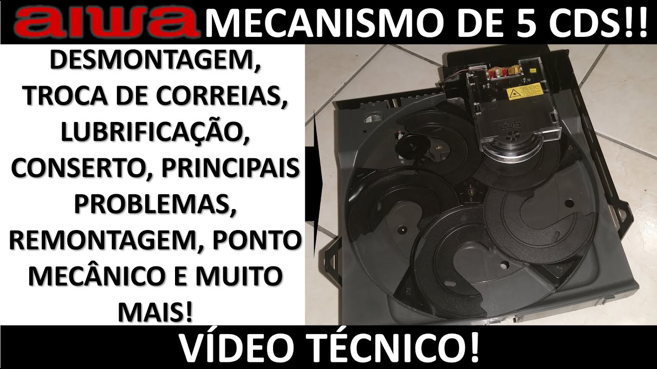 Mecanismos Aiwa de 5 CD´s: Ponto Mecânico!! Super detalhado!!