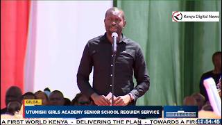 Listen to Sifuna's speech in front of Rachel Ruto during requiem mass of Utumishi Girls Academy.