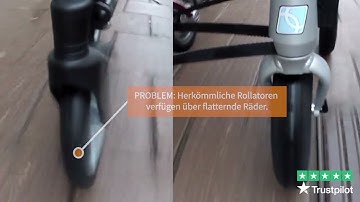 Flatternde und verdrehte Schwenkräder sind bei üblichen Rollatoren echte Probleme.