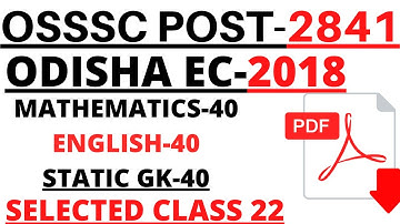2841 ARI AMIN SFS EXCISE CONSTABLE FOREST GUARD CHT CTET IODISHA EC 2018 I MATHEMATICS GK ENGLISH 22