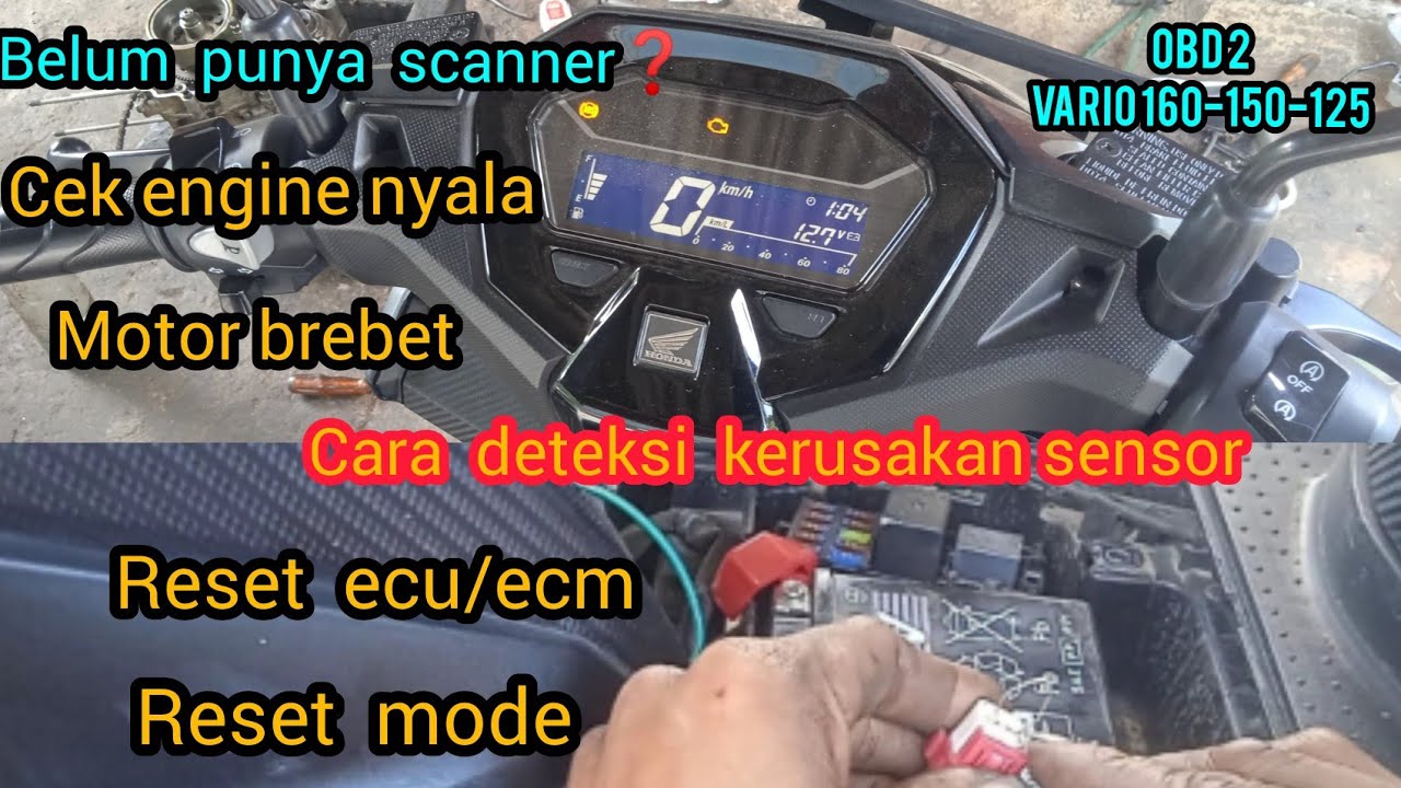 VARIO 160 CEK ENGINE MELOTOT|| lampu mil nyala terus, reset manual vario 160