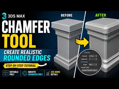 066 3ds Max Chamfer Tool Tutorial | Create Realistic Rounded Edges in Editable Poly