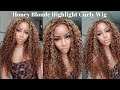 No More Frontal Wigs | Honey Blonde Highlight Curly T part Wig Install ft. Julia Hair | SharronReneé