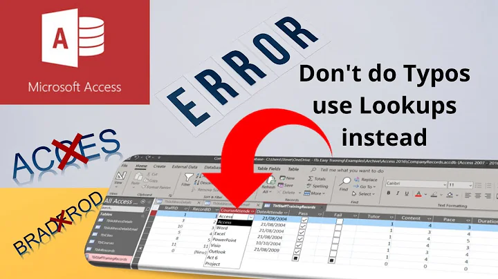 Lookup lists in Microsoft Access. Avoid typos use drop down lists