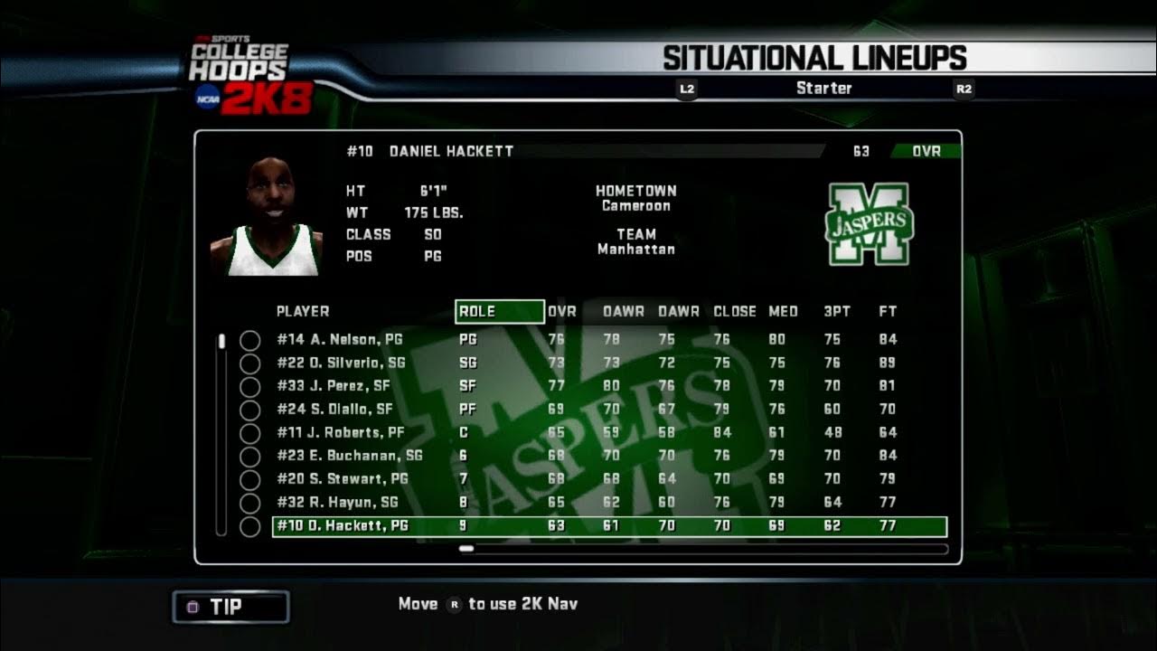 Manhattan Starting Lineup College Hoops NCAA 2K8 Roster Update 2023