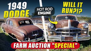 Farm Auction 1949 Dodge Sedan! With a Hot Rod Engine?!? Abandoned for 56 years! Will it Run?!?