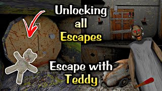 Granny v1.8 - Unlocking All Escape Routes + Escape with Teddy & using all weapons vs granny