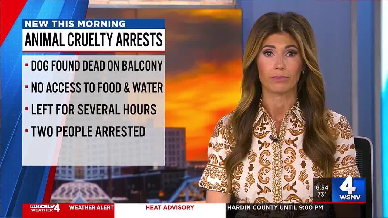 Two people charged with animal cruelty after dog found dead on balcony ...