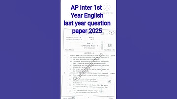 AP Inter 1st Year English Last Year Question Paper 2025 | For MPC, BIPC, CEC, HEC Students
