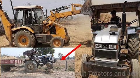 Jcb 3dx Working In Land Making | Eicher 380 Tractor | Tractor Stunt | Jcb Loading Soil On Eicher