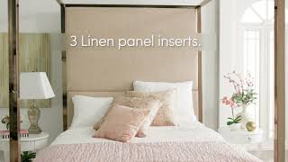 he gleaming metal finish canopy creates a refined, glam feel while the extra tall panel headboard imbues the piece with an ...