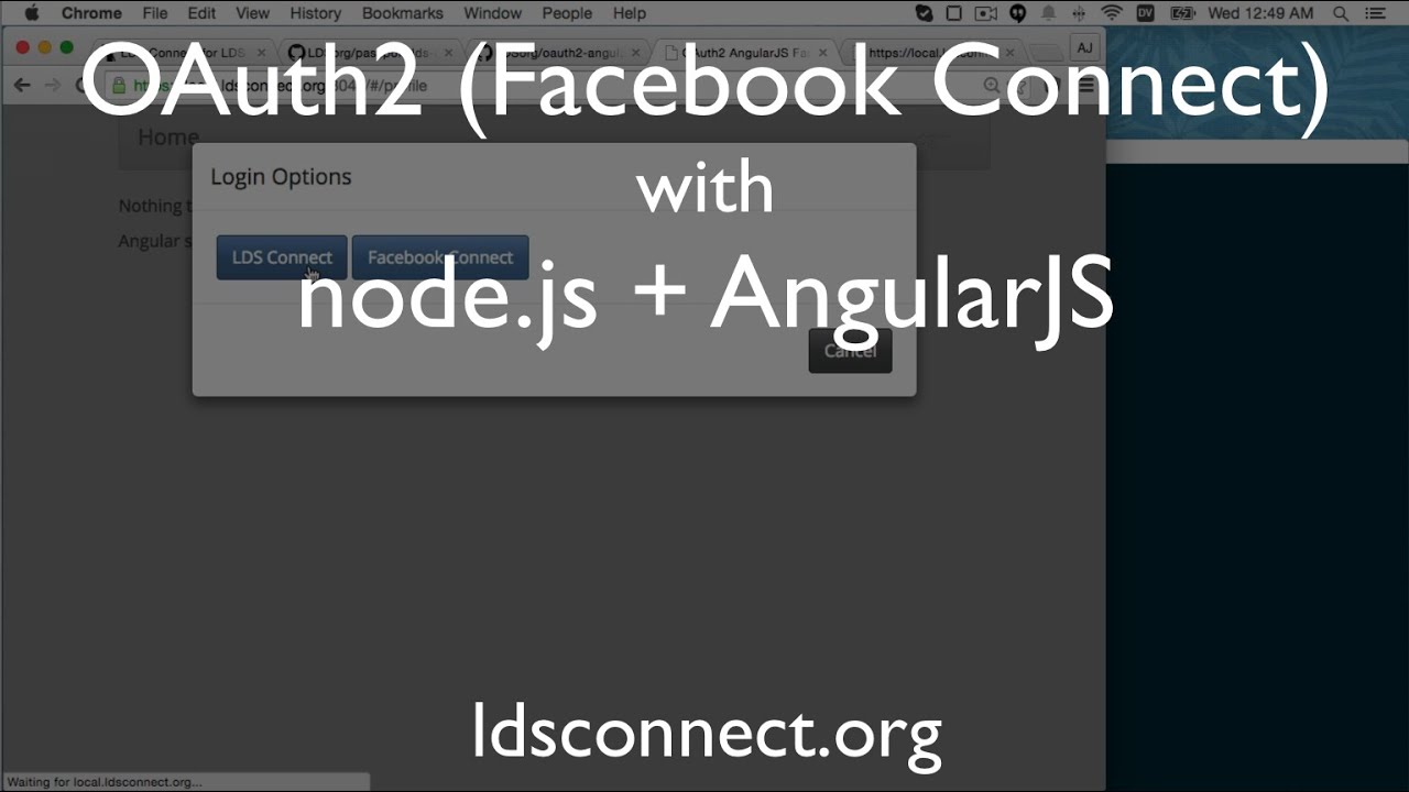 OAuth2 (Facebook Connect) Demo with node.js + angular-seed - YouTube