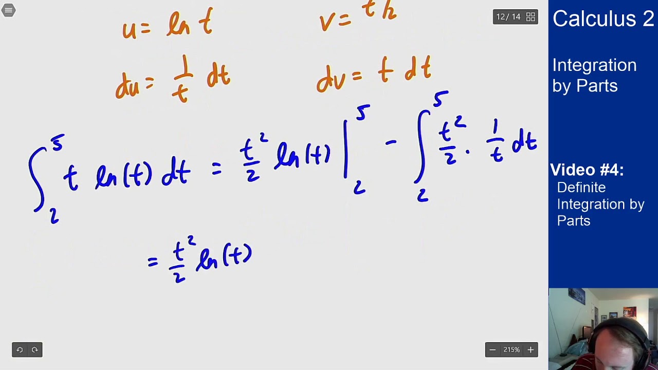 Integration by Parts Video 4 Definite Integration by