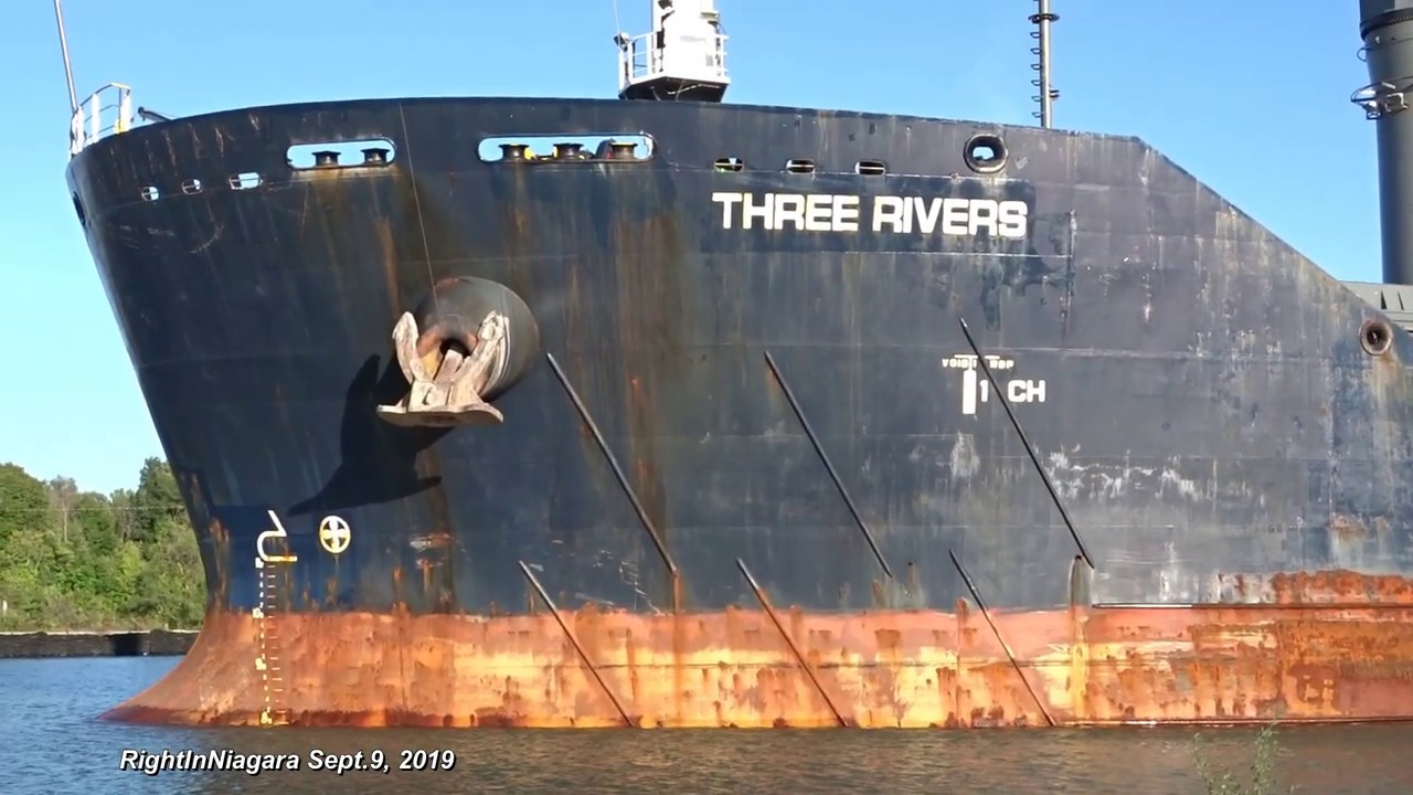 Ship THREE RIVERS Downbound at Lock 6W, Welland Canal, 2019