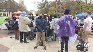 Pro-Palestinian groups camp on U-M Diag, demand university divest from Israel