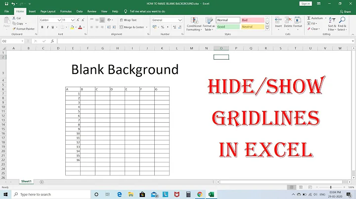 How To remove / hide grid lines In Excel