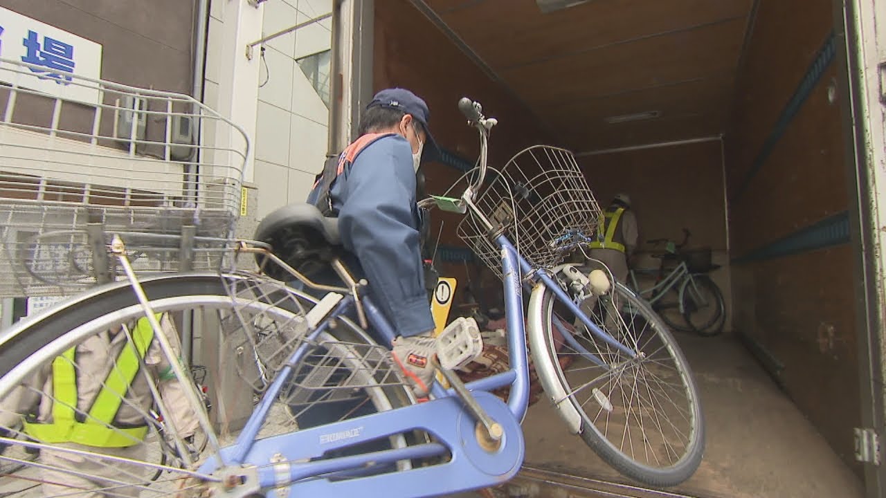 緊急車両が通れない恐れも…商店街で「放置自転車」を撤去 高松市 - YouTube