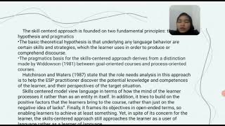 Language centered course design, Skills centered course design, A learning centered course design