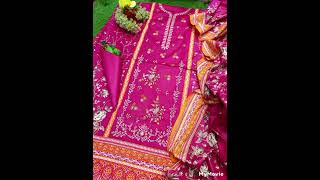 Alkaram kastoori  embroided soft cotton 3 PC suits only 2950 screenshot 5