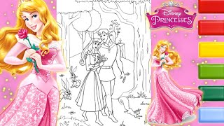 Princess Aurora Sleeping Beauty Coloring Video #5 | Coloring Disney Princess Aurora & Prince Philip