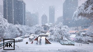 Snowstorm in Downtown Vancouver❄Snowy Walk in Winter 2024【4K HDR】BC Canada (Sounds Of Snowfall)