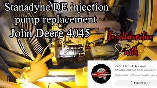 Stanadyne DE injection pump replacement on a Deere 4045 engine 550H dozer w/help @AreaDieselService