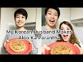 My korean husband makes aloo ka parantha  sunday vlog  indian korean couple sunday breakfast