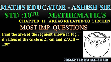 Find the area of the segment shown in Fig., if radius of the circle is 21 cm and ∠AOB = 120°