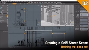 Creating a Scifi Street Scene | Full Process | Refining the block out