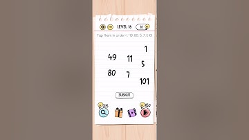 Brain test Level 16 tap them in order Walkthrough