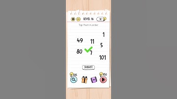 Brain test Level 16 tap them in order Walkthrough