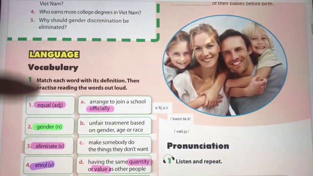 Tiếng Anh 10 - Unit 6.1: GENDER EQUALITY | Từ vựng và bài tập từ vựng