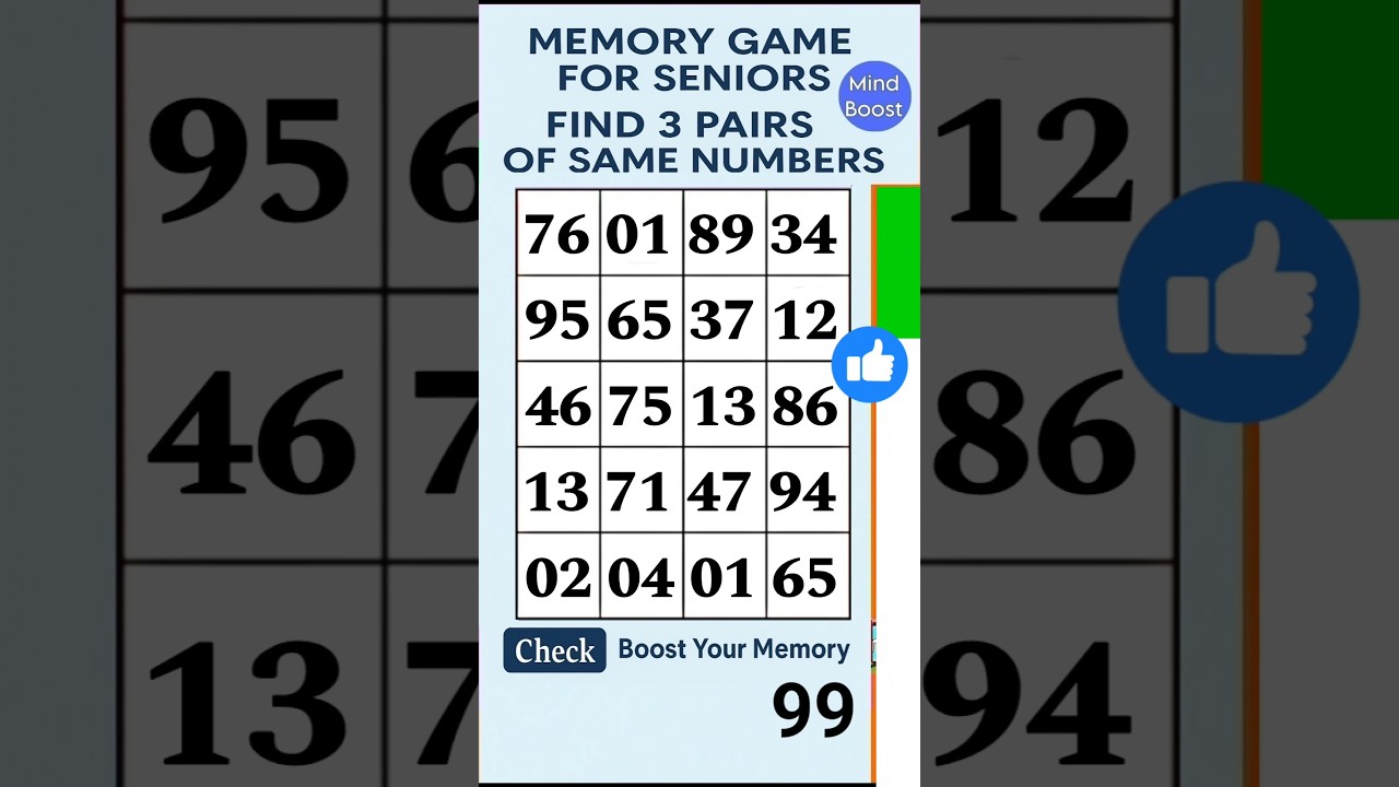 Memory Boost for Seniors: Easy Match the Numbers Challenge 