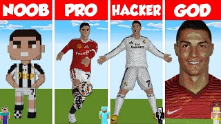 Minecraft CRISTIANO RONALDO STATUE HOUSE BUILD CHALLENGE - NOOB vs PRO vs HACKER vs GOD \/ Animation