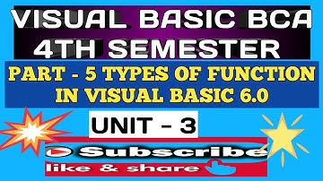 PART - 5 Types of function in visual basic 6.0 (Date and time function, Logical function)