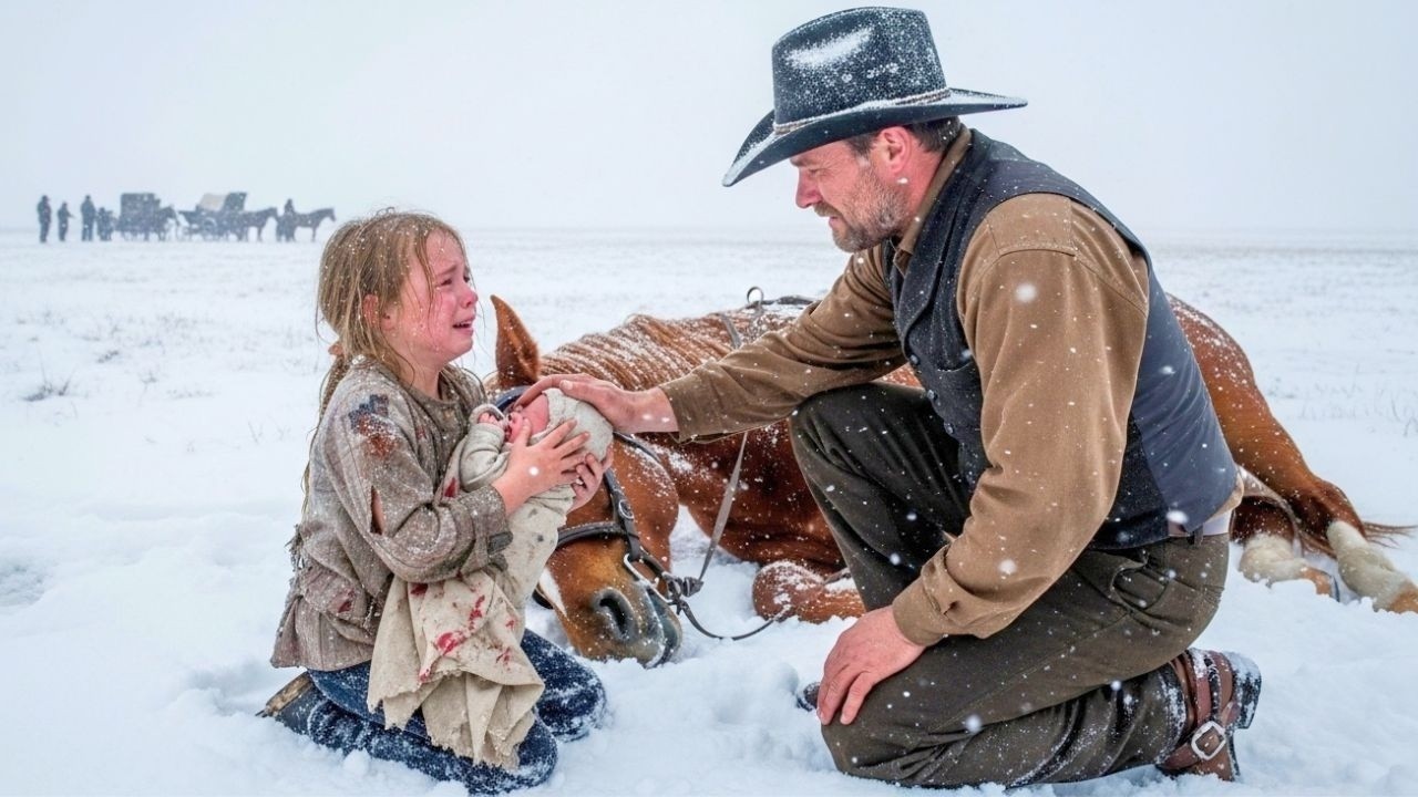 Un cow-boy a trouvé un cheval blessé et deux bébés dans la neige — Le nom inscrit sur la couverture
