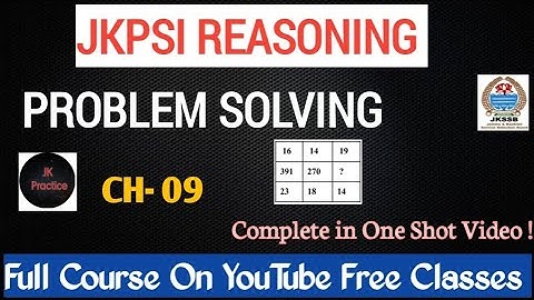 Problem Solving Reasoning Jkpsi|| Problem solving Jkpsi #reasoning #reasoningtricks #jkssb
