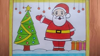 Merry Christmas Poster Drawing Christmas Tree Drawing Easy Step By Step