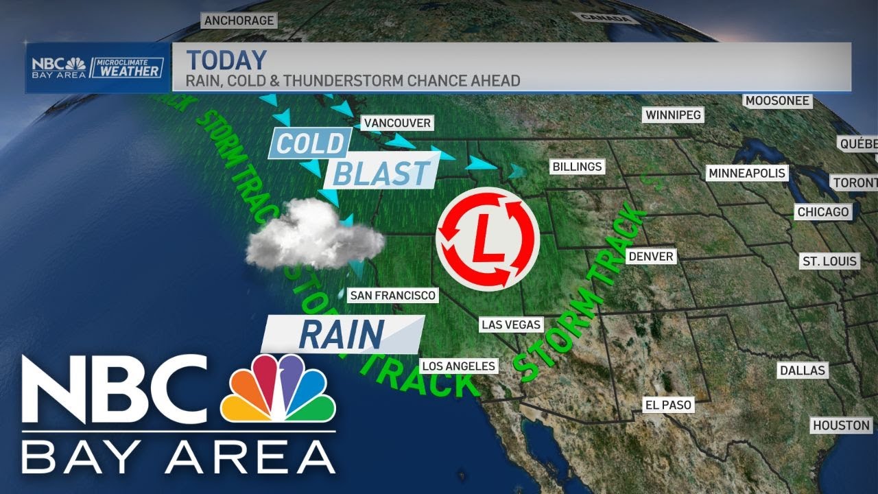 Bay Area forecast: Cold thunderstorm chance and when 80s return - YouTube