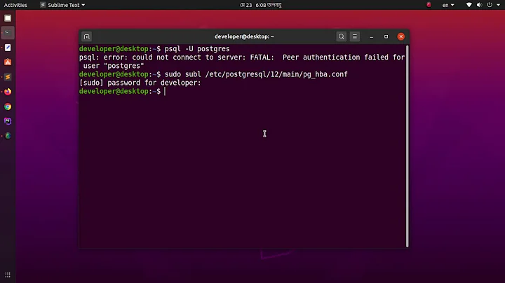 How fix psql: could not connect to server: FATAL: peer authentication failed in Ubuntu 20.04 LTS