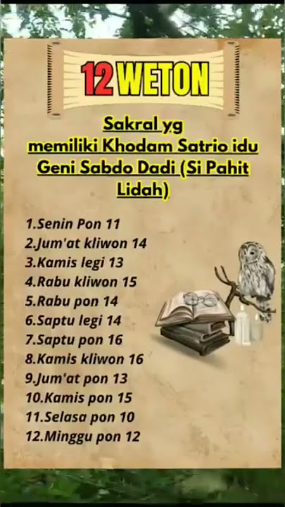 12 WETON PEMILIK KHODAM SATRIO IDU GENI SABDO DADI #sakral #weton #jawa #shorts